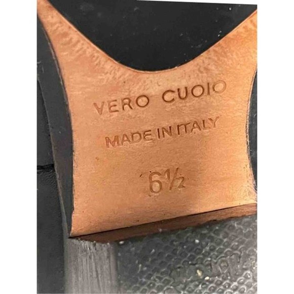 Vero Cuoio Italian Leather Low Heeled Booties Black Side Zip Size‎ 6.5 - Picture 6 of 7